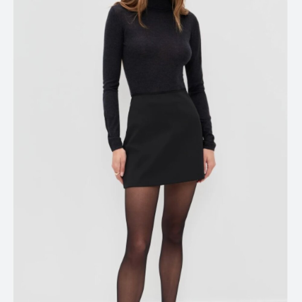 Wolford Wool Knit Mini Skirt M Black Stretch Elastic Waist